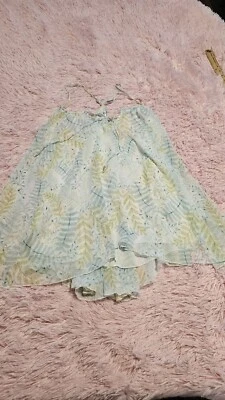 LC Lauren Conrad Women Sky Blue Leaf Print Spaghetti Strap Blouse Top Size Small - Image 1 of 4