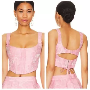 For Love & Lemons Mira Crop Corset Top Pink Renaissance Girly Barbie Core Top - Picture 1 of 9