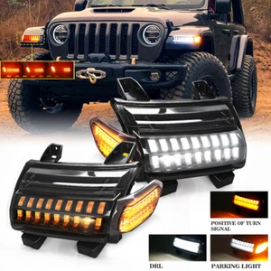 2x Front Sequential Turn Signal Fender Blinker Lamps For Wrangler JL JLU Rubicon - Picture 1 of 12