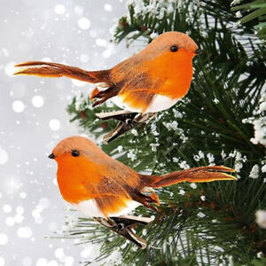 12/6x Clip On Christmas Robins Cute Festive Xmas Tree Bird Decoration Ornament