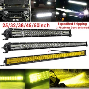 Slim Dual Row Led Work Light Bar Spot Flood Combo 25/32/38/45/50inch for ATV SUV - Picture 1 of 68