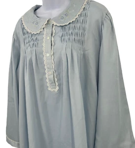 Camisón vintage para mujer talla 3X azul claro floral bordado cuello Barbizon - Imagen 1 de 15