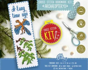 Modern counted cross stitch kit 'Archaeopteryx' Dinosaur Bookmark Embroidery Kit - Picture 1 of 9