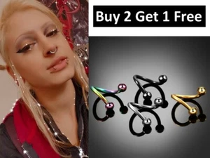 Piercing de hélice retorcida en forma de cartílago de oreja acero quirúrgico espiral labio anillo nariz - Imagen 1 de 6