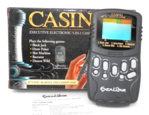 Excalibur 5-in-1 Casino Calculator Handheld Game - Blackjack Draw Poker Slots - Picture 1 of 12