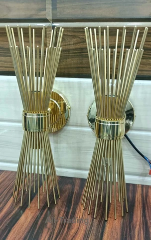 Italian mid Century 1950'S Wall Fixture Modern Brass Skyla Stilnovo Urchin Polis Cover