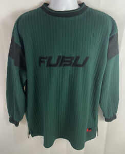 Vintage FUBU Ribbed Crewneck Sweater Green & Black Men’s Size XL 100% Polyester