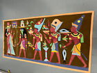Vintage Egyptian wall art tapestry hand sewn 34”x72” Horus Ancient Patchwork