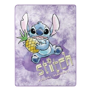 New Hibiscus Lilo And Stitch Plush Fleece Throw Gift Blanket Disney Purple Lilac - Picture 1 of 2