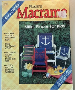 PLAID Macrame 8165 Lawn Chair Patio Set Kids Adult Vintage Train Dog Anchor - Picture 1 of 11
