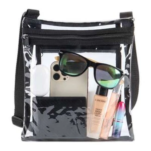 Clear Crossbody Tote Bag Transparent Handbag Zip Purse Stadium with Inner Pocket - Picture 1 of 14