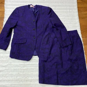 Pendleton Two Piece Suit Sz 14 Petite Large Virgin Wool Blazer Jacket and Skirt - Picture 1 of 8