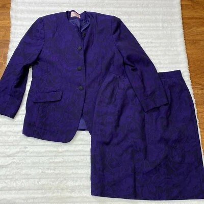 Traje Pendleton Dos Piezas Talla 14 Pequeño Grande Lana Virgen Blazer Chaqueta y Falda Foto 1 de 4