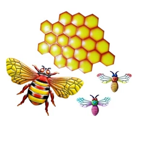 Honeycomb Bees Combination Ornament Set of 4 Wrought Iron Ornaments - Bild 1 von 8