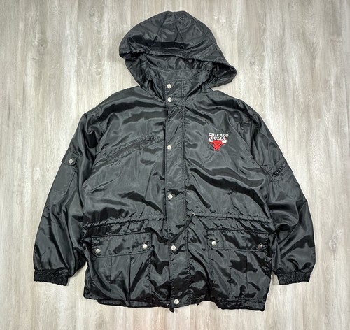 SUPREME Giacca vintage Chicago Bulls NBA AST Sportswear paracadute taglia grande nera rara!