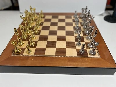 Luxury Metal Chess Set Inc Alloy Chess Pieces Gold Board Games 20” X 20” - Image 1 of 4