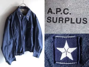 A.P.C. Surplus Italian Air Force Denim Ike Jacket Size 48 Rare Military Style - Picture 1 of 11