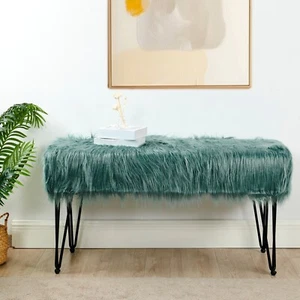 Mongolian Faux Fur Long Bench Ottoman Fluffy Foot Rest Stool/Seat 46 x 16 x 22"H - Picture 1 of 124