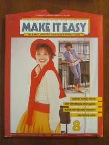 MAKE IT EASY PATTERN #8 LADIES SHIRT BLOUSE TUCKS SKIRT PINAFORE KILT 8-16 UNCUT - Imagen 1 de 2