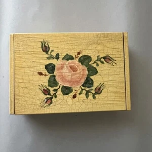 Hand Painted Rose Jewelry Box Trinket Storage Cottagecore Decor 6"x4" - Picture 1 of 4