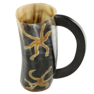 Viking Earth Essence Bovine Horn Beer Mug  - Handcrafted and Dining Hall Decor - Picture 1 of 6