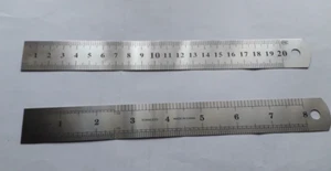 Stahllineal 200mm 20cm  8inch  (1 Stück) Metalllineal Stahlmaßstab 0,5mm stark - Bild 1 von 3