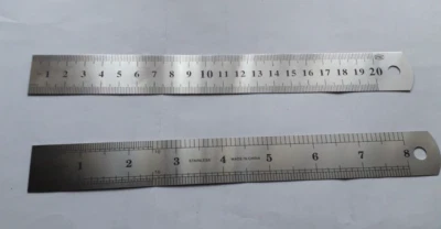 Stahllineal 200mm 20cm  8inch  (1 Stück) Metalllineal Stahlmaßstab 0,5mm stark - Bild 1 von 3