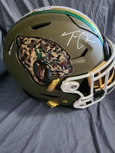 Trevor Lawrence Salute To Service (With Military Emblems) Autographed Helmet - Picture 1 of 6