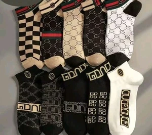Mens Luxury Designer Socks 10pc Set Black/Brown - Picture 1 of 5
