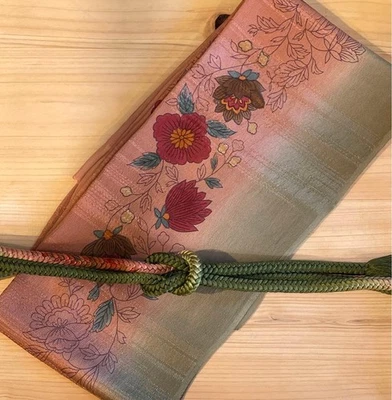 Obi Nuevo y sin usar Obijage Obijime Set pintado a mano estilo chintz Foto 1 de 4