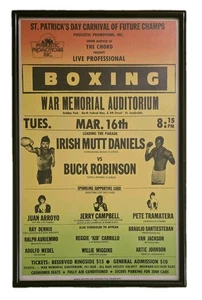 1982 Buck Robinson vs Irish Mutt Daniels Framed Boxing Poster War Auditorium - Picture 1 of 4