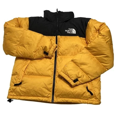 The North Face 1996 Retro Nuptse Colour-Block Puffer Jacket in Yellow - Image 1 of 4