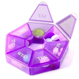 - Small Weekly Pill Organizer, Round Pill Dispenser for Travel, Mini Pill Org... - Picture 1 of 9