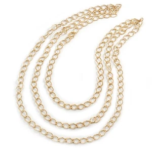 Collar de eslabón ovalado texturizado de 3 hebras en tono dorado - 86 cm L - Imagen 1 de 5