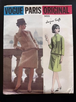 1965 Vogue 1455 Paris Original Pattern by Griffe Skirt Jacket sz 14, Complete - Image 1 of 4