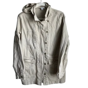 Cabi Hooded Barn Coat Utility Jacket Beige Canvas Outdoor Fall Staple SZ S - Picture 1 of 8