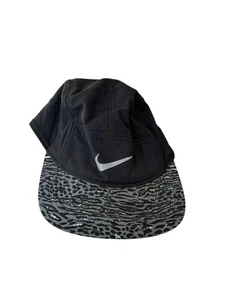 Nike AW84 Cap Hat 5 Panel Black Cheetah Leopard Active Running Buckle Logo Gym - Picture 1 of 10