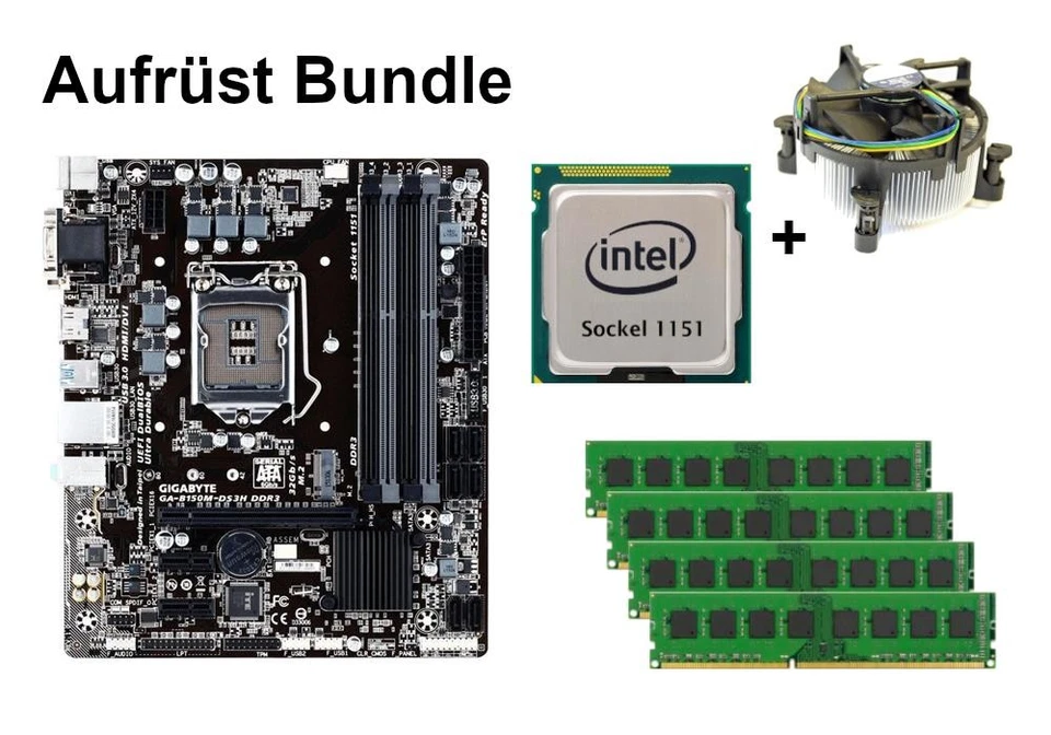 Bundle Gigabyte GA-B150M-DS3H DDR3 + CPU Intel Core i3 i5 i7 + RAM da 8GB a 32GB - Immagine 1 di 1