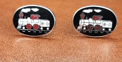 Camisa de vestir BO Railroad gemelos para hombre tono dorado ovalada logotipo de tren vintage Foto 1 de 3