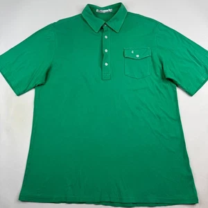 Criquet Mens Large Green 100% Organic Cotton Pocket Golf Polo - Picture 1 of 9