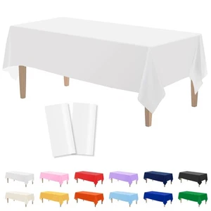 2PCS White Plastic Tablecloths 54 x 108 Inch, Disposable Table Cloths Rectang... - Bild 1 von 5