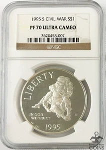 1996-S US $1 Silver Proof Coin, CIVIL WAR BATTLEFIELD NGC PF70 Ultra Cameo - Picture 1 of 4