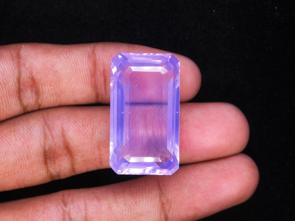 Natural Lavender Quartz Gemstone Large Baguette Cut Crystal 44 Carats - Image 1 of 4