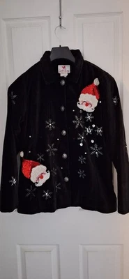 Quaker Factory Velvet Jacket with Santa Embellishment - Image 1 of 4