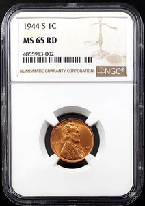 1944 S Lincoln Cent certified MS 65 RD by NGC! - Picture 1 of 4
