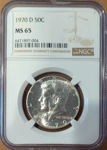 1970 D Kennedy Silver Half Dollar NGC Graded MS65 GEM Uncirculated - Picture 1 of 4