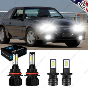 For Ford Mustang 1988-1993 - 4X LED Headlight Bulb High/Low Beam + Fog Light Kit - Bild 1 von 12