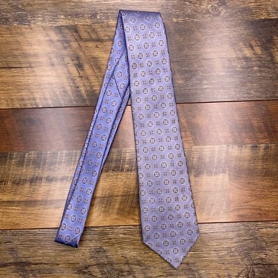 David Donahue 领带蓝色丝绸意大利手工制作美国  — 第 1/4 张图片