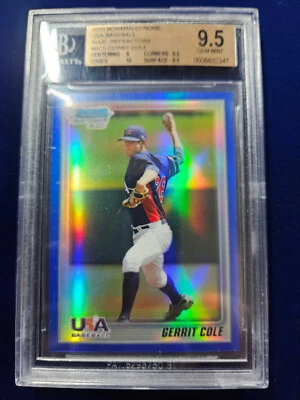 🌟 2010 Bowman Chrome #BC5 Gerrit Cole RC Rookie BLUE Refractor #/250 BGS 9.5 - Image 1 of 3