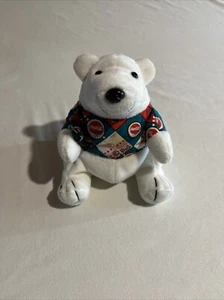 Vintage Coca Cola Bean Bag Plush Polar Bear in Argyle Shirt 1998 - Picture 1 of 4